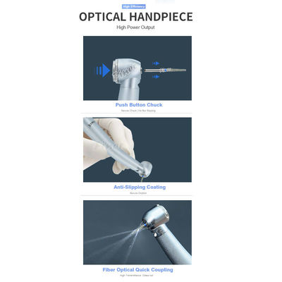 버튼을 누르면 치과 터빈 핸드피스 광섬유 원자 고속 350000rpm